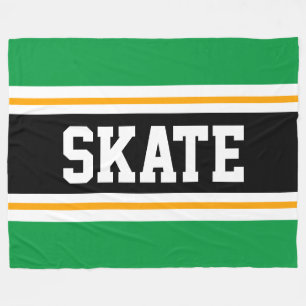 SKATE Bright Green Black Orange Racing Stripes Fleece Blanket