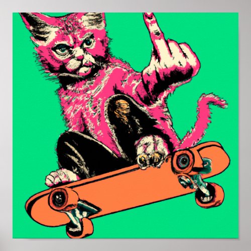 Skate Cat 01 _ Flip it Poster