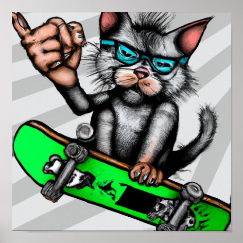 Skate Cat 03 _ Meowllie Poster