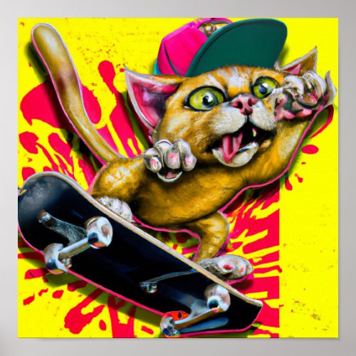 Skate Cat 07 _ Gato Mato Poster