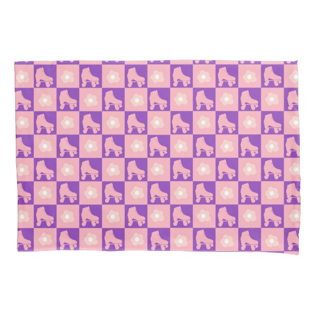 Skate Checkered Roller Skates Modern Dorm Room    Pillow Case (Front)
