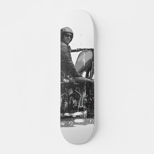 Skate Deck with Chopper Motorcycle Rider (Front)