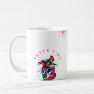 Skate Life Pink Happy Hoodie in White Coffee Mug