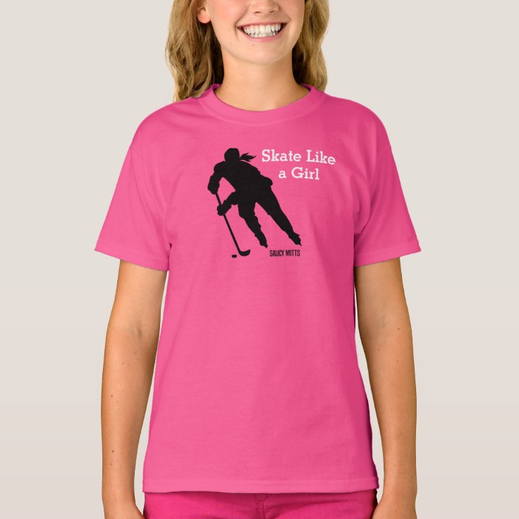 Skate Like a Girl Hockey Pink TShirt Zazzle