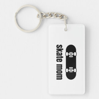 skate mom black white keychain