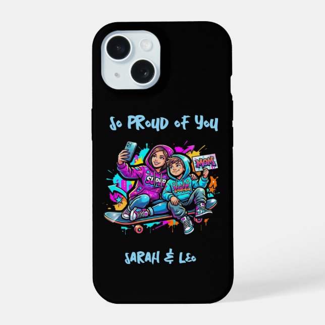  Skate Mom & Son | Glossy Tough iPhone Case (Back)