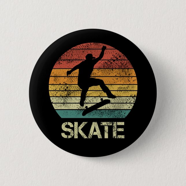 Skate Olli vintage design for skaters Button (Front)