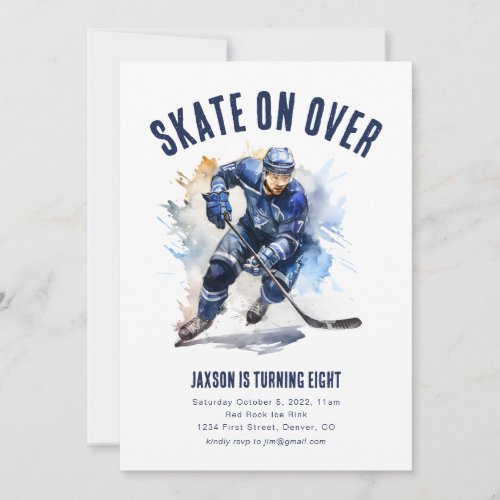 Skate On Over Ice Hockey Birthday Invite