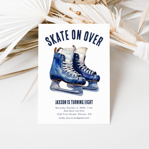 Skate On Over Ice Hockey Birthday Invite Skates