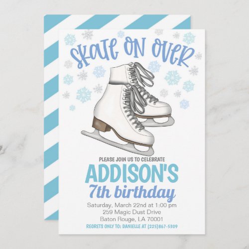 Skate on Over Ice Skate Birthday Invitation
