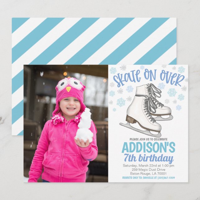 Skate on Over Ice Skating Photo Invitation (Front/Back)