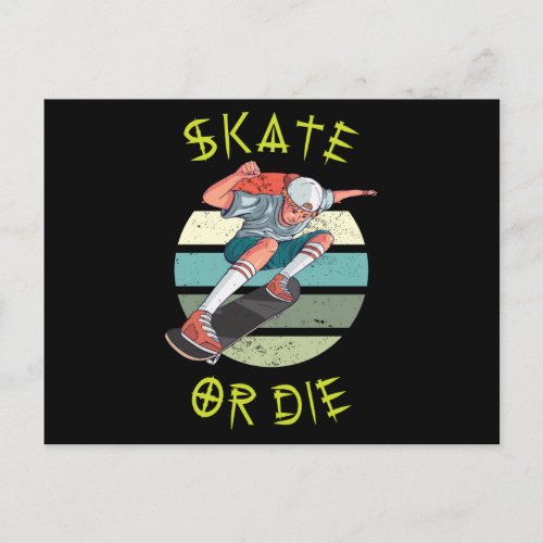 Skate or die Skateboarder Boy Postcard