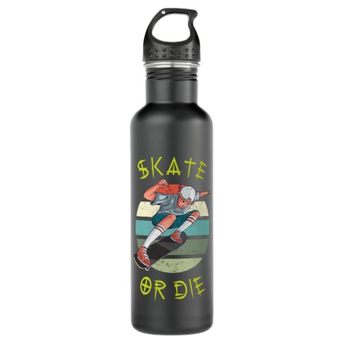 Skate or die Skateboarder Boy Stainless Steel Water Bottle