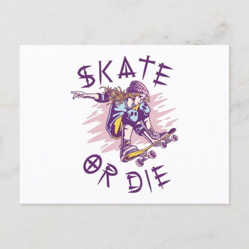 Skate or die Skateboarder Girl Postcard