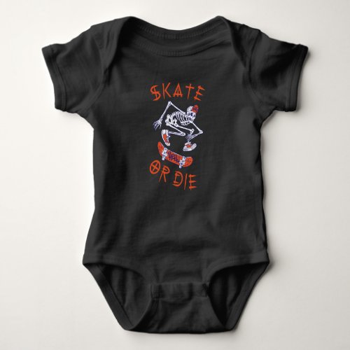 Skate or die Skeleton Skateboarder Baby Bodysuit