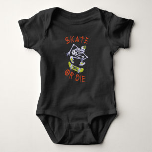Skate or die Skeleton Skateboarder Baby Bodysuit