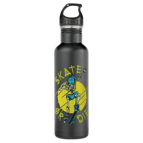 Skate or die Skeleton Skateboarder Stainless Steel Water Bottle