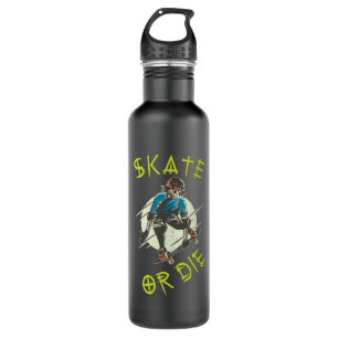 Skate or die Skeleton Skateboarder Stainless Steel Water Bottle