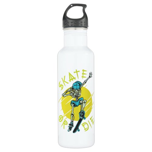 Skate or die Skeleton Skateboarder Stainless Steel Water Bottle