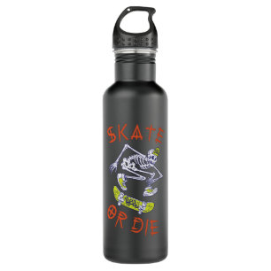 Skate or die Skeleton Skateboarder Stainless Steel Water Bottle