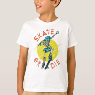 Skate or die Skeleton Skateboarder T-Shirt