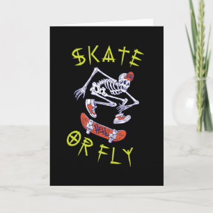 Skate or Fly Skeleton Skateboarder Card