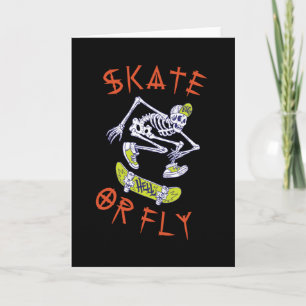 Skate or Fly Skeleton Skateboarder Card
