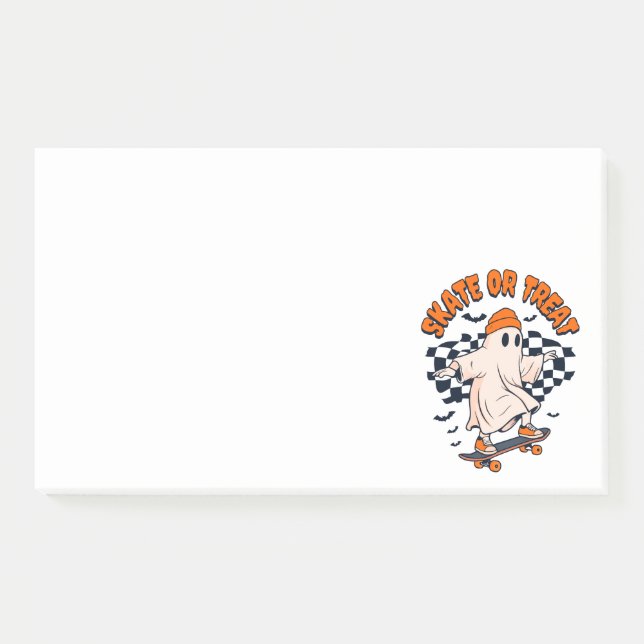 Skate or Treat Ghost Halloween Post-it Notes (Front)