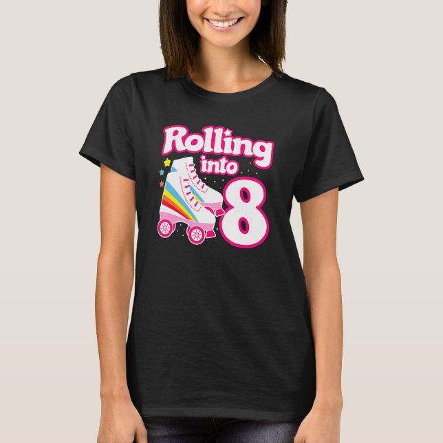 Skate P Y  8th Birthday  Roller Skating Birthday P T-Shirt (Front)