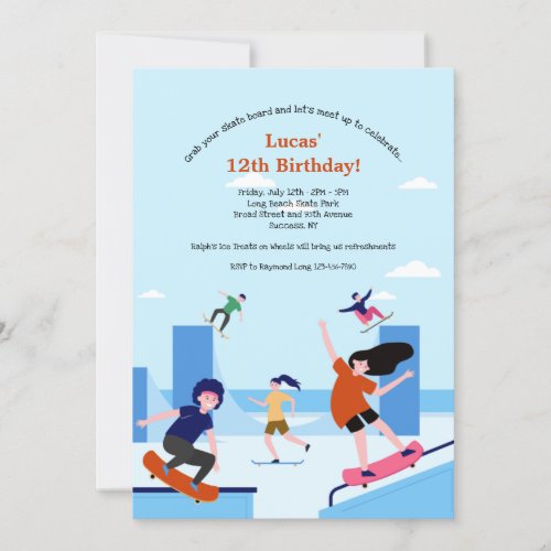 Skate Park Birthday Party Invitation