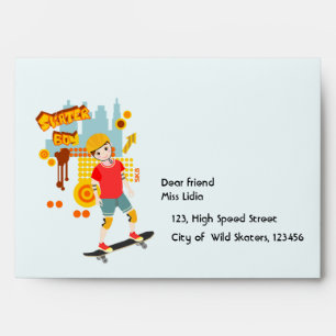 Skate Park Fun Boy Birthday Party Envelope