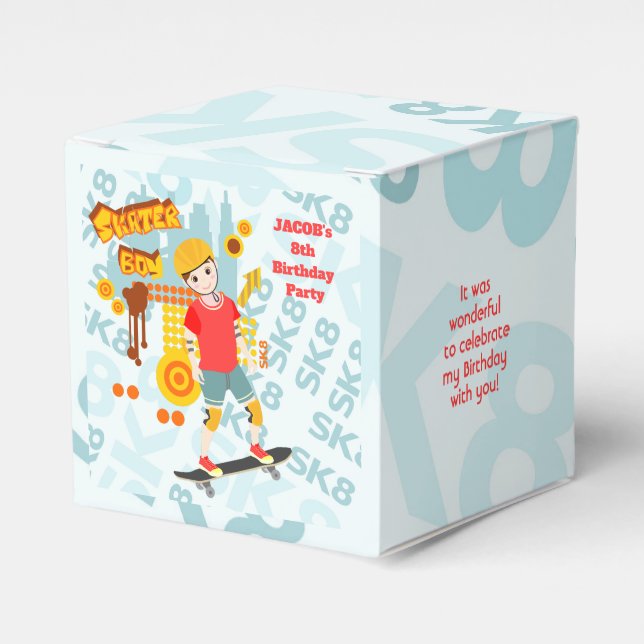 Skate Park Fun Boy Birthday Party Favor Boxes (Front Side)