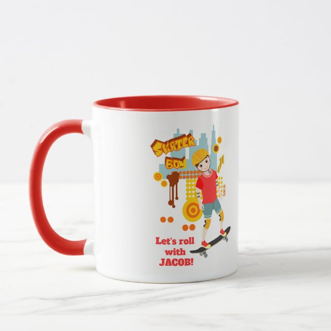 Skate Park Fun Boy Birthday Party Mug (Left)