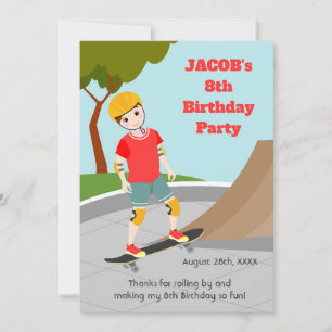 Skate Park Fun Boy Birthday Party Thank You Card