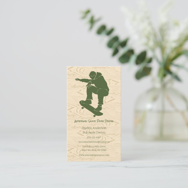 Skate Park, Skateboarding Themed, Skateboard  Business Card (Standing Front)