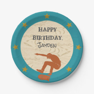 Skate Park Skateboarding Themed Teen Boys Birthday Paper Plates