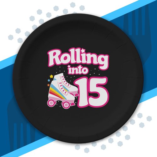 Skate Party _ 15th Birthday Party _ Roller Skating Paper Plates
