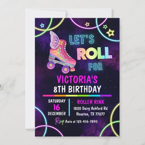 Skate Party Birthday Invitation Roller Skating Invitation