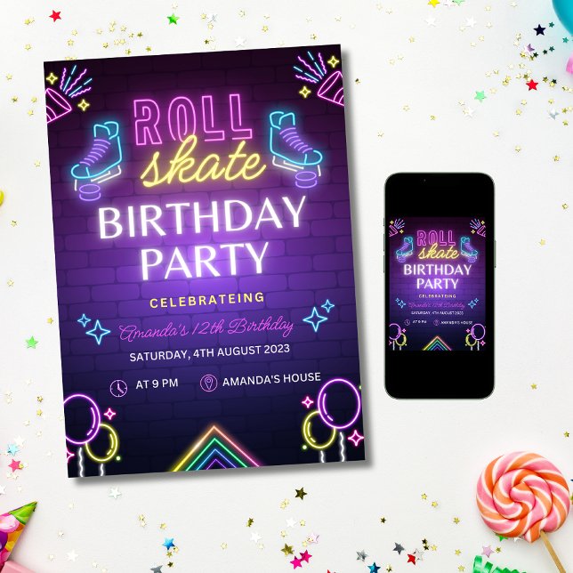 Skate Party Birthday Invitation, Roller Skating Invitation (Creator Uploaded)