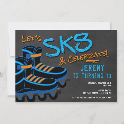 Skate Party Invitation Roller Skating Invitation