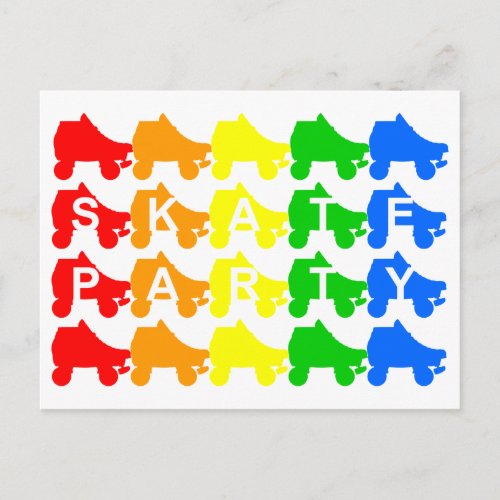 skate party  rainbow quads invitation postcard