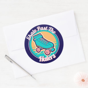 Skate Past The Haters 80s Cartoon Rollerskate Classic Round Sticker