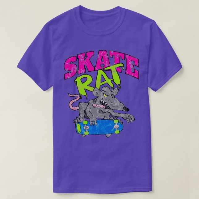 Skate Rat Retro Distressed Skateboarding T-Shirt (Design Front)
