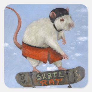 Skate Rat Square Sticker