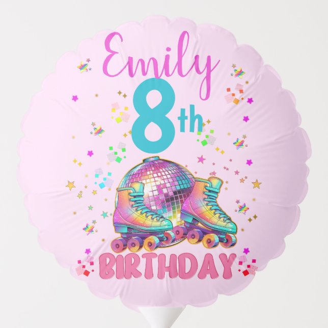 Skate Roller Disco Birthday Girl Matching Balloon (Back)