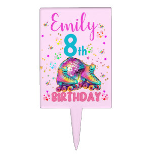 Skate Roller Disco Birthday Girl Matching Cake Topper