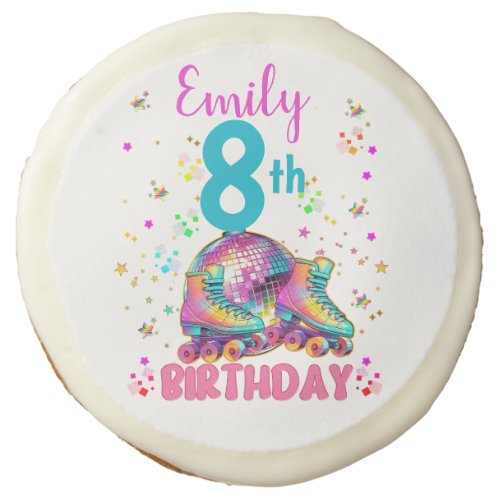 Skate Roller Disco Birthday Girl Matching Sugar Cookie