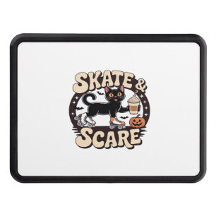 Skate & Scare � Cute Black Cat Roller Skating Over Hitch Cover