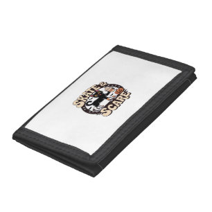 Skate & Scare – Cute Black Cat Roller Skating Over Trifold Wallet