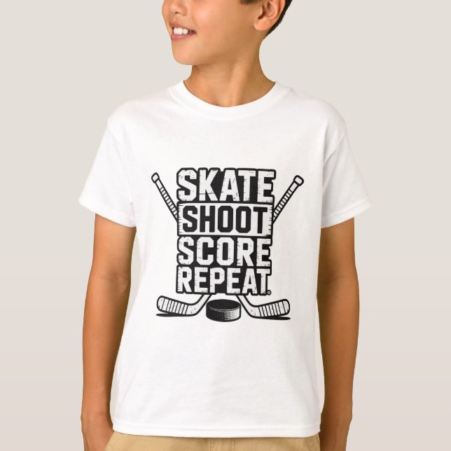 Skate Shoot Score Repeat _4  T-Shirt (Front)